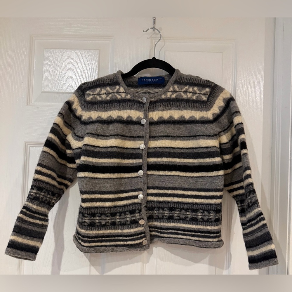 Flawed Karen Scott Petites 100% Wool Made in Australia Cardigan Petite Large